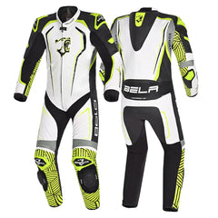 BELA NorthStar 1PC tute da corsa moto Nero Blanco Giallo 