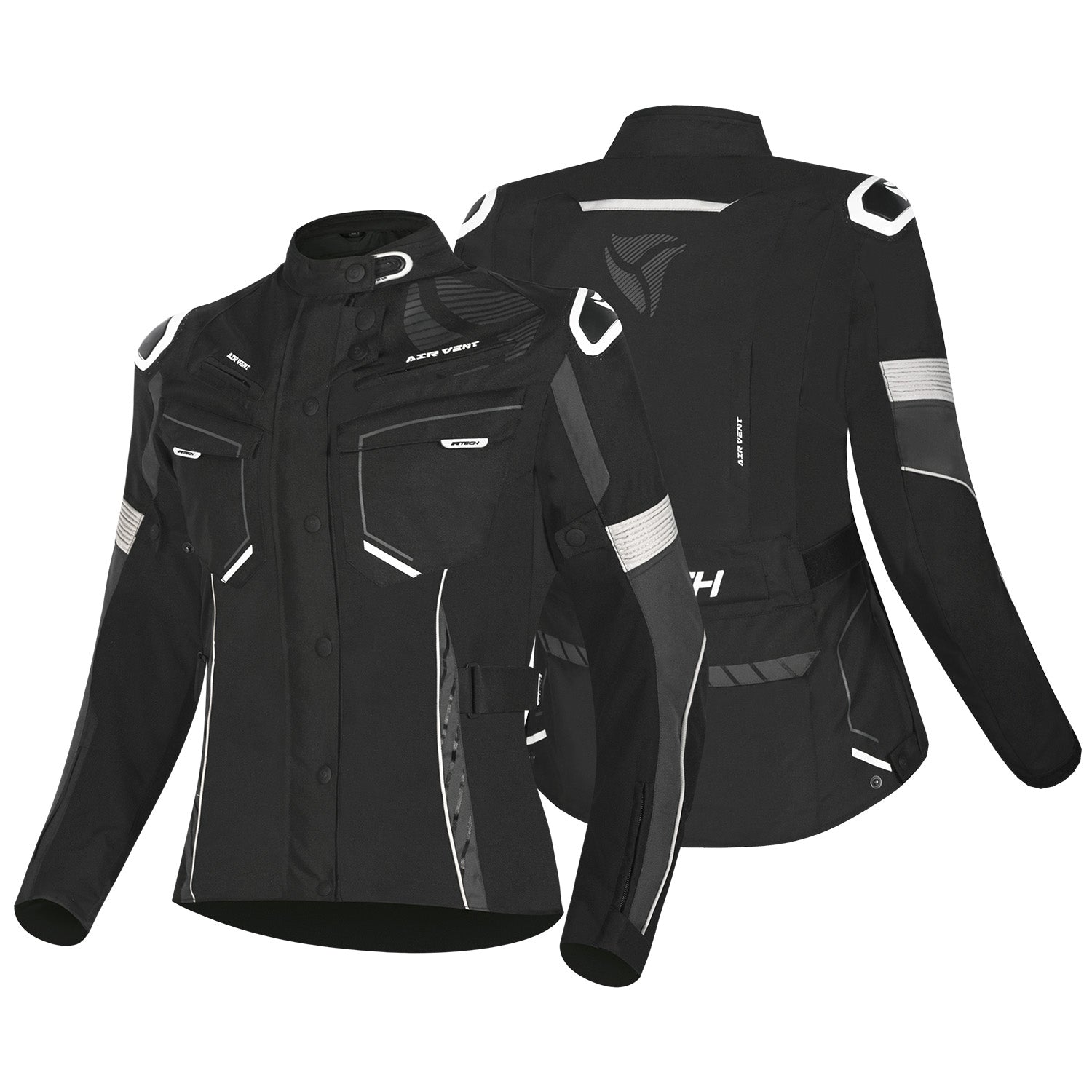 R-TECH KNIGHT RIDER GIACCA MOTO 3 IN 1 DONNA TESSUTO LUNGA NERO ANTRACITE BIANCO 