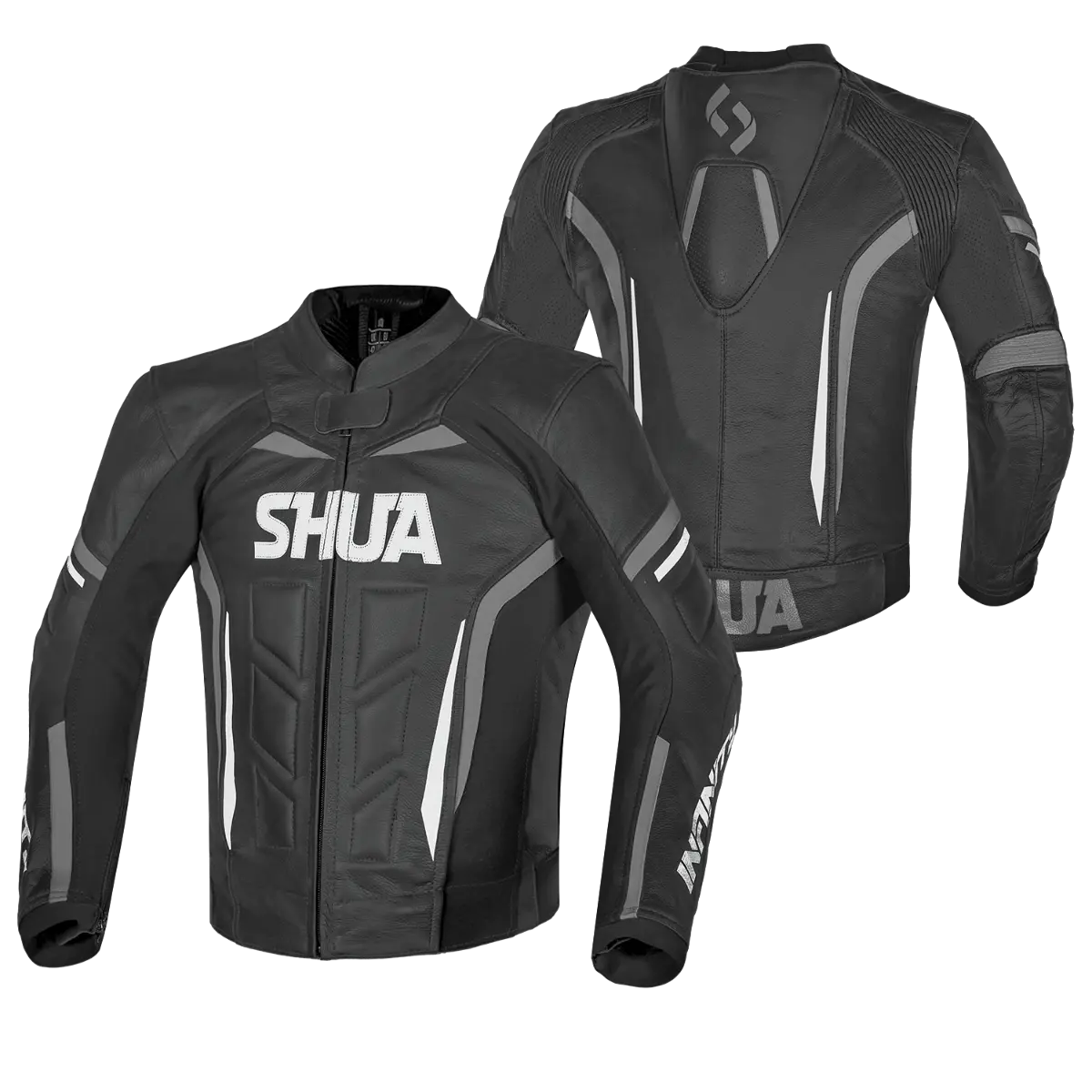 SHUA INFINITY CHAQUETA DE MOTO PIEL NEGRO ANTHRA