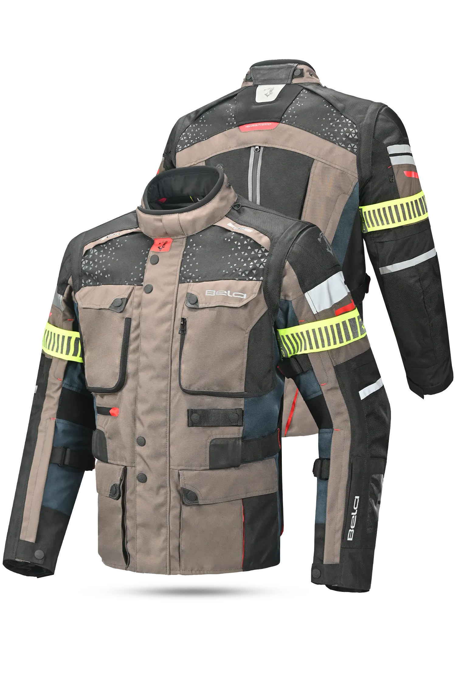 Bela Cross Road Extreme WP Giacca Tre strati moto per uomo Navy Blue / Marron ( Maniche removibili ) 