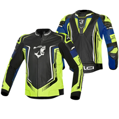 BELA BEAST GIACCA IN PELLE DA UOMO NERO BIANCO GIALLO BLU 