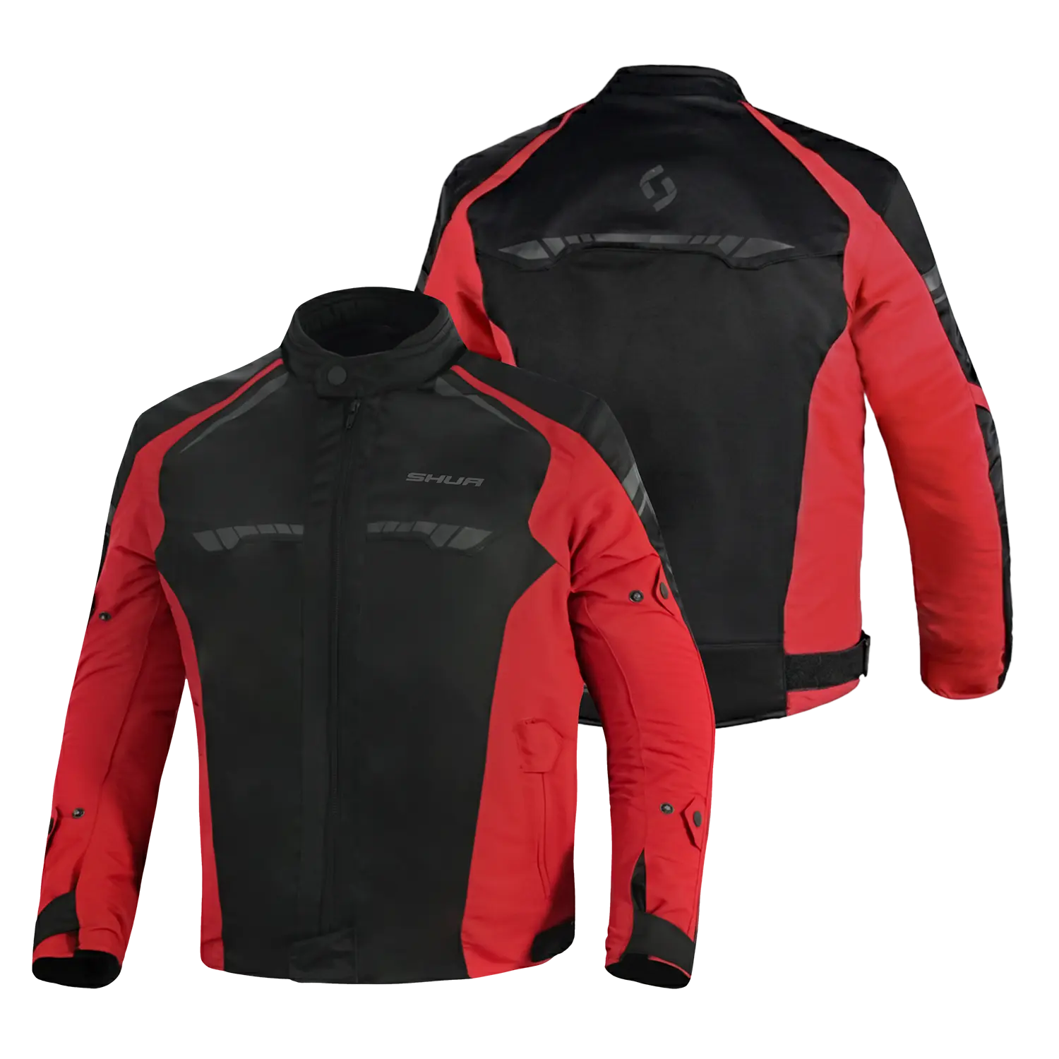 SHUA IMMORTAL GIACCA DA MOTO DA UOMO IN TESSUTO NERO ROSSO 