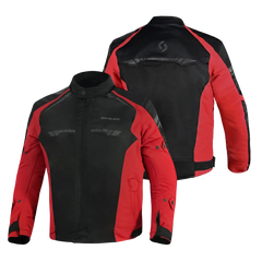 SHUA IMMORTAL GIACCA DA MOTO DA UOMO IN TESSUTO NERO ROSSO 