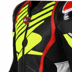 SPYKE ARAGON 1PC TUTA DI MOTO UOMO NERO BIANCO ROSSO GIALLA 