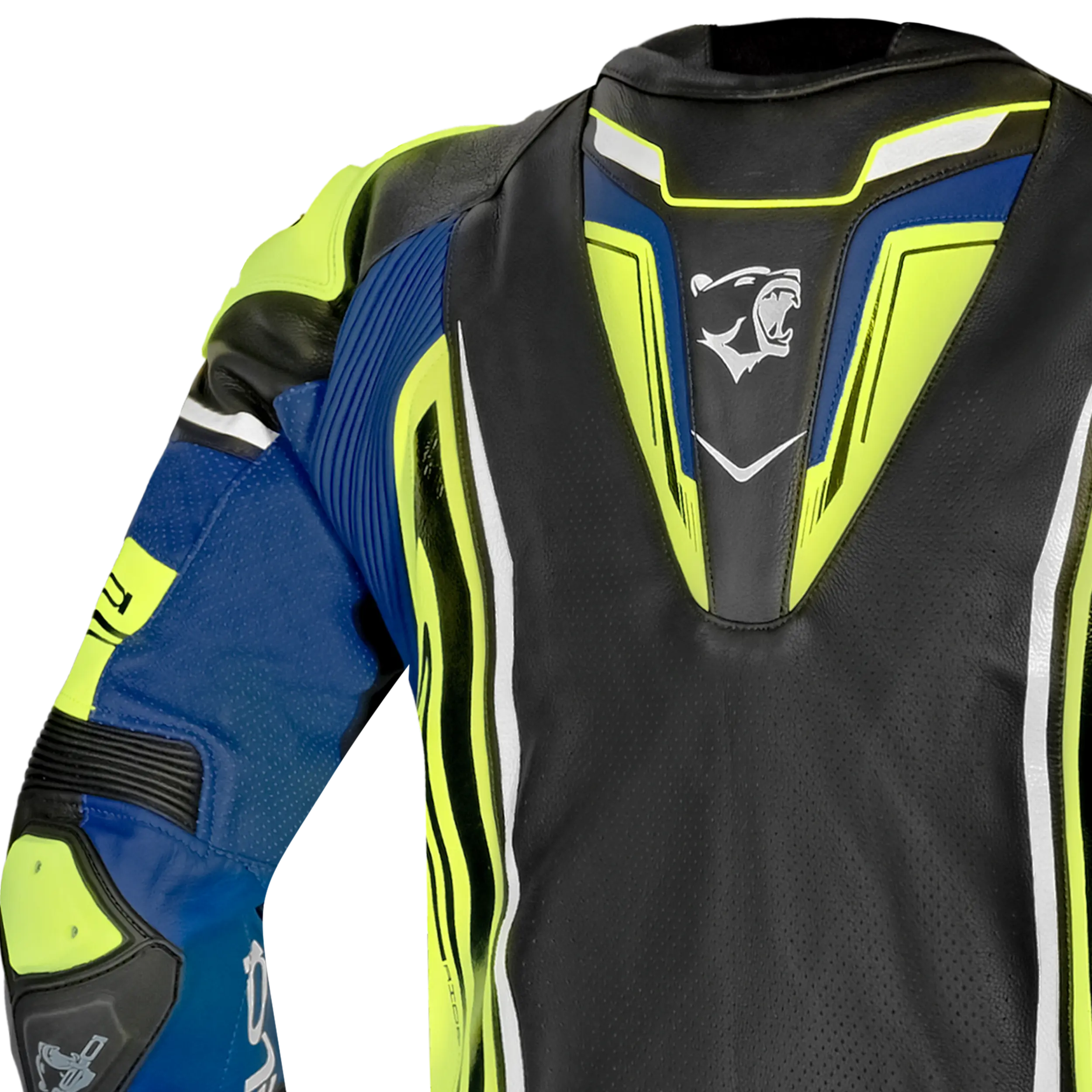 BELA BEAST GIACCA IN PELLE DA UOMO NERO BIANCO GIALLO BLU 