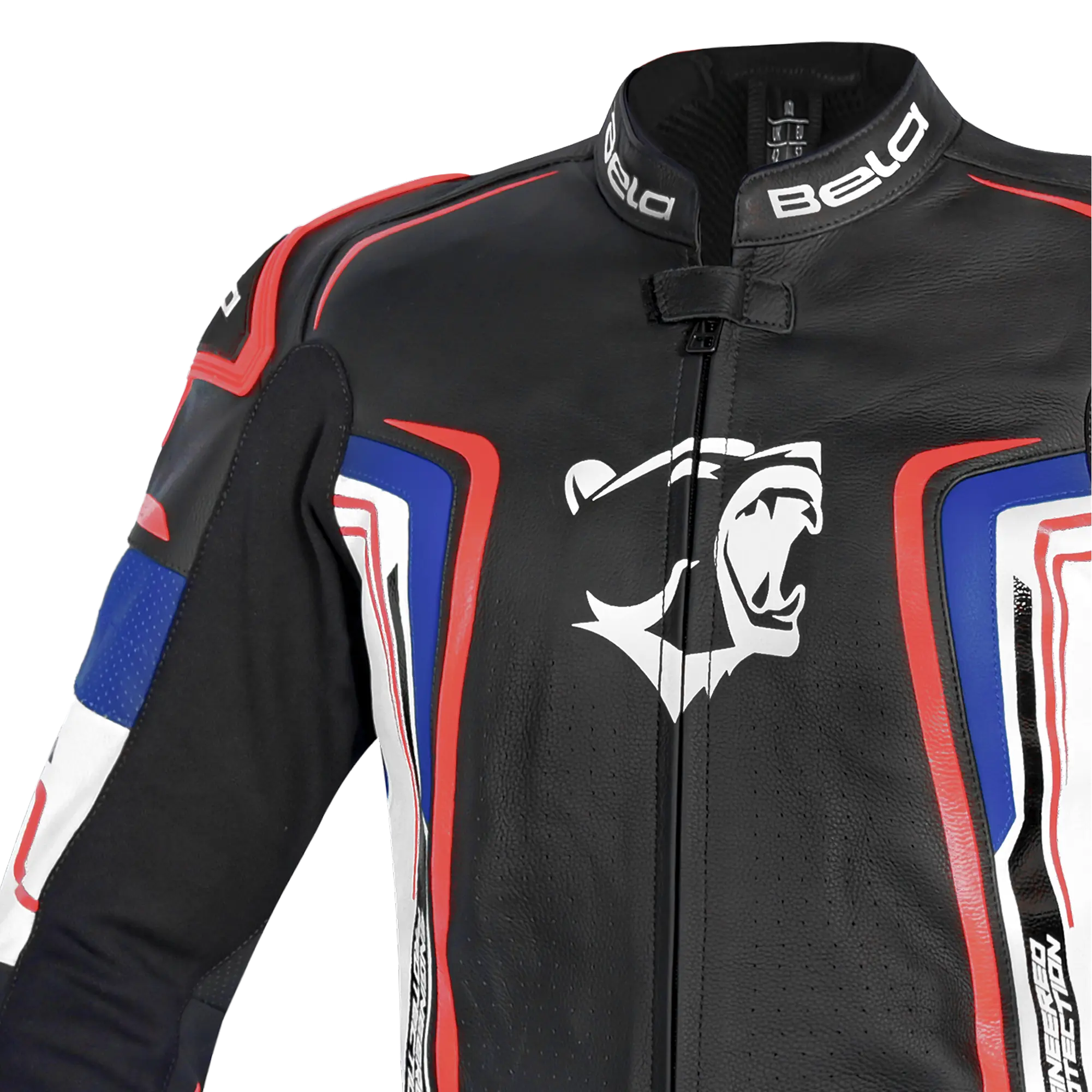 BELA BEAST GIACCA IN PELLE DA UOMO NERO BIANCO BLU ROSSO 