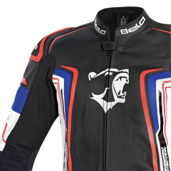 BELA BEAST GIACCA IN PELLE DA UOMO NERO BIANCO BLU ROSSO 