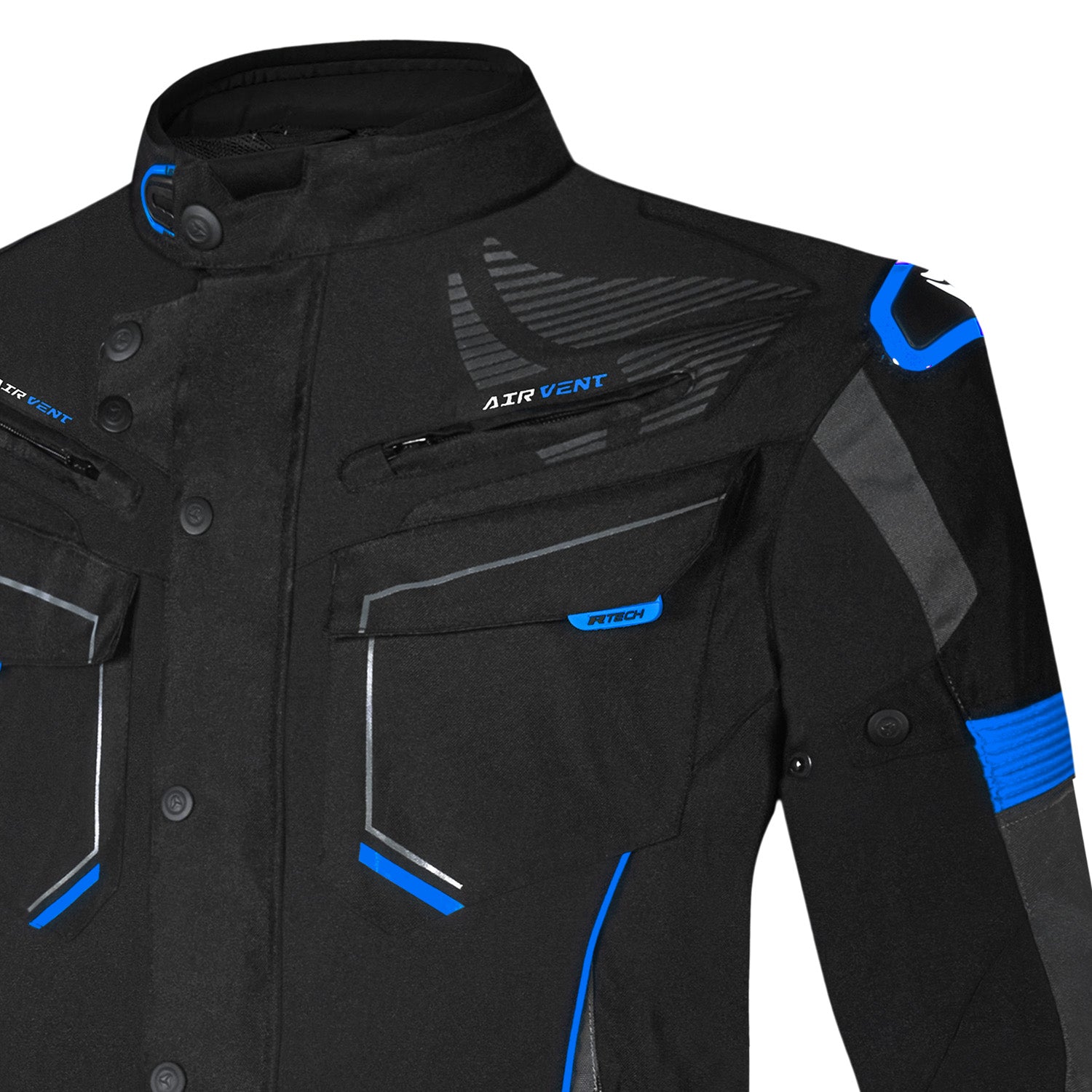 R-TECH KNIGHT RIDER GIACCA MOTO 3 IN 1 UOMO TESSUTO LUNGA NERO ANTRACITE BLU 