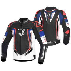 BELA BEAST GIACCA IN PELLE DA UOMO NERO BIANCO BLU ROSSO 