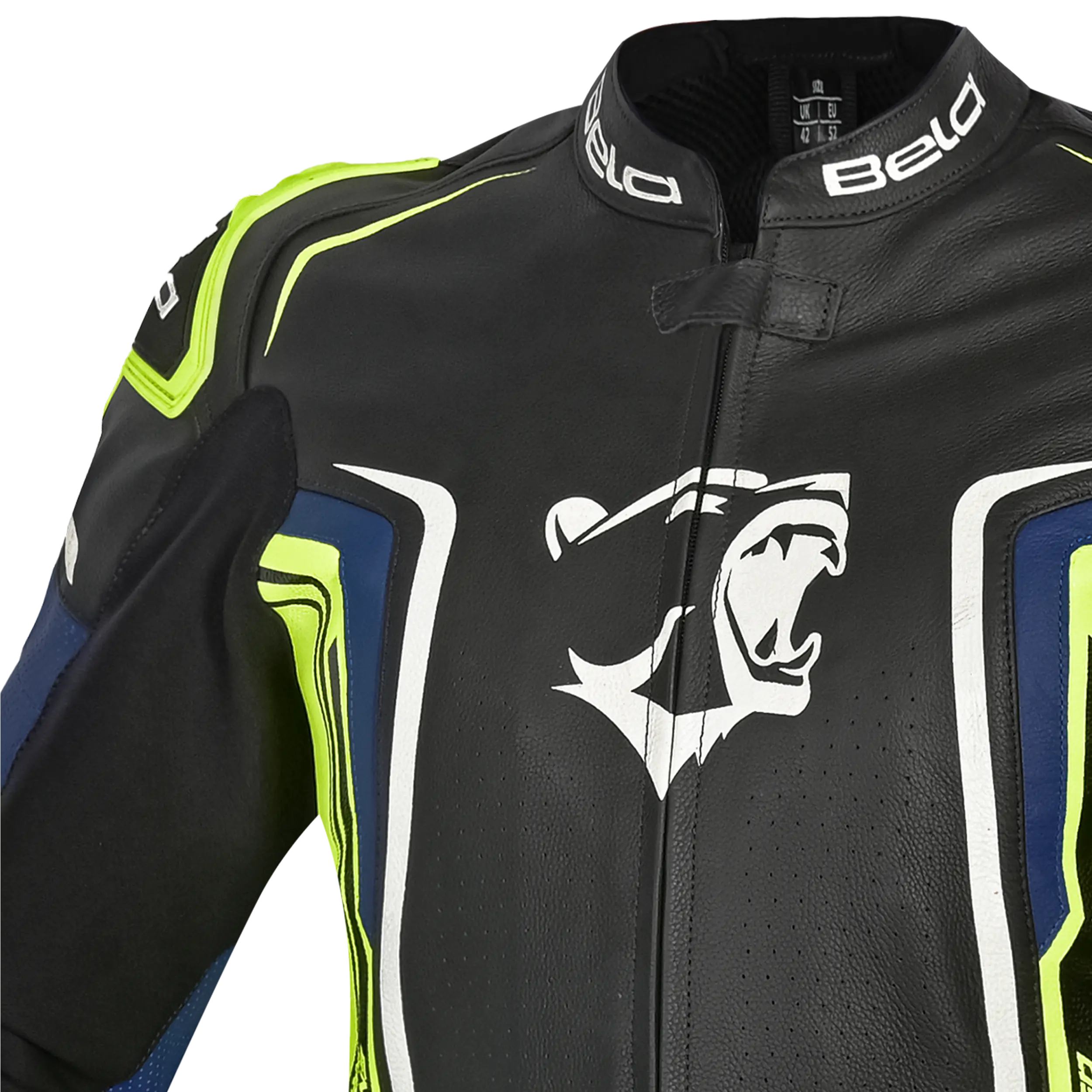 BELA BEAST GIACCA IN PELLE DA UOMO NERO BIANCO GIALLO BLU 