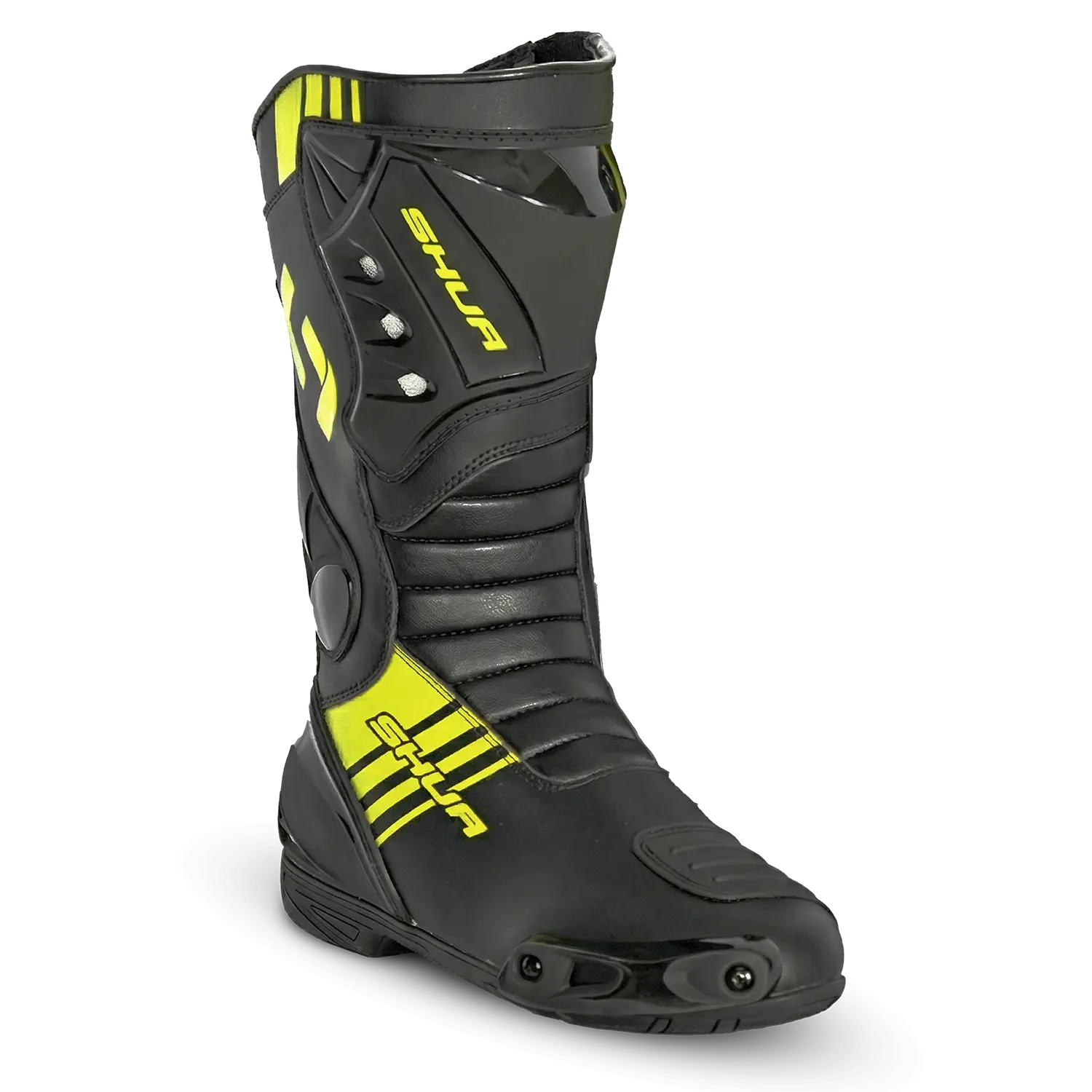 Shua Super Tech Stivali da moto da corsa Pista Nero Giallo 
