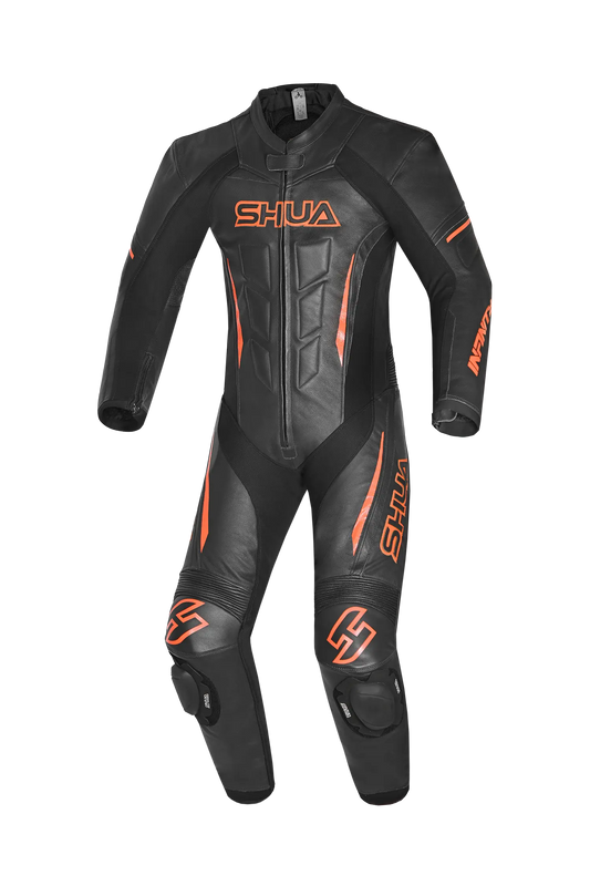 Shua Infinity Nero Arancia 1PC Tute da Moto Pelle Uomo 
