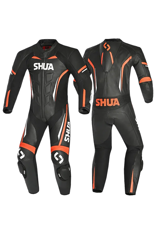 Shua Infinity Nero Arancia 1PC Tute da Moto Pelle Uomo 