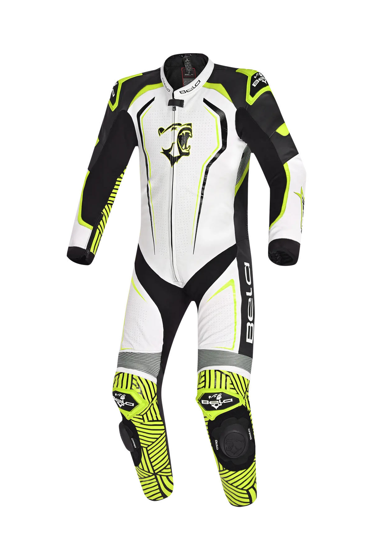 BELA NorthStar 1PC tute da corsa moto Nero Blanco Giallo 