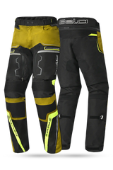 Bela Watson Pantaloni da moto touring Nero/Marrone/Giallo Fluor/Bianco 