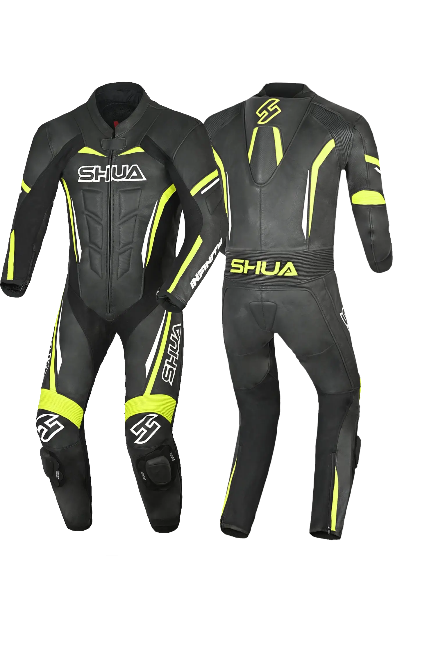 Shua Infinity Nero Giallo/Flu 1PC Tute da Moto Pelle Uomo 