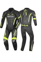 Shua Infinity Nero Giallo/Flu 1PC Tute da Moto Pelle Uomo 