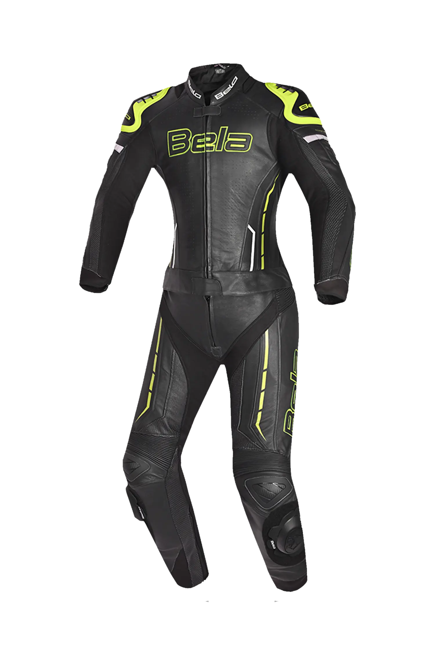 Bela Rocket nero Giallo 2PC Tute in Pelle Di Canguro Mix donna 