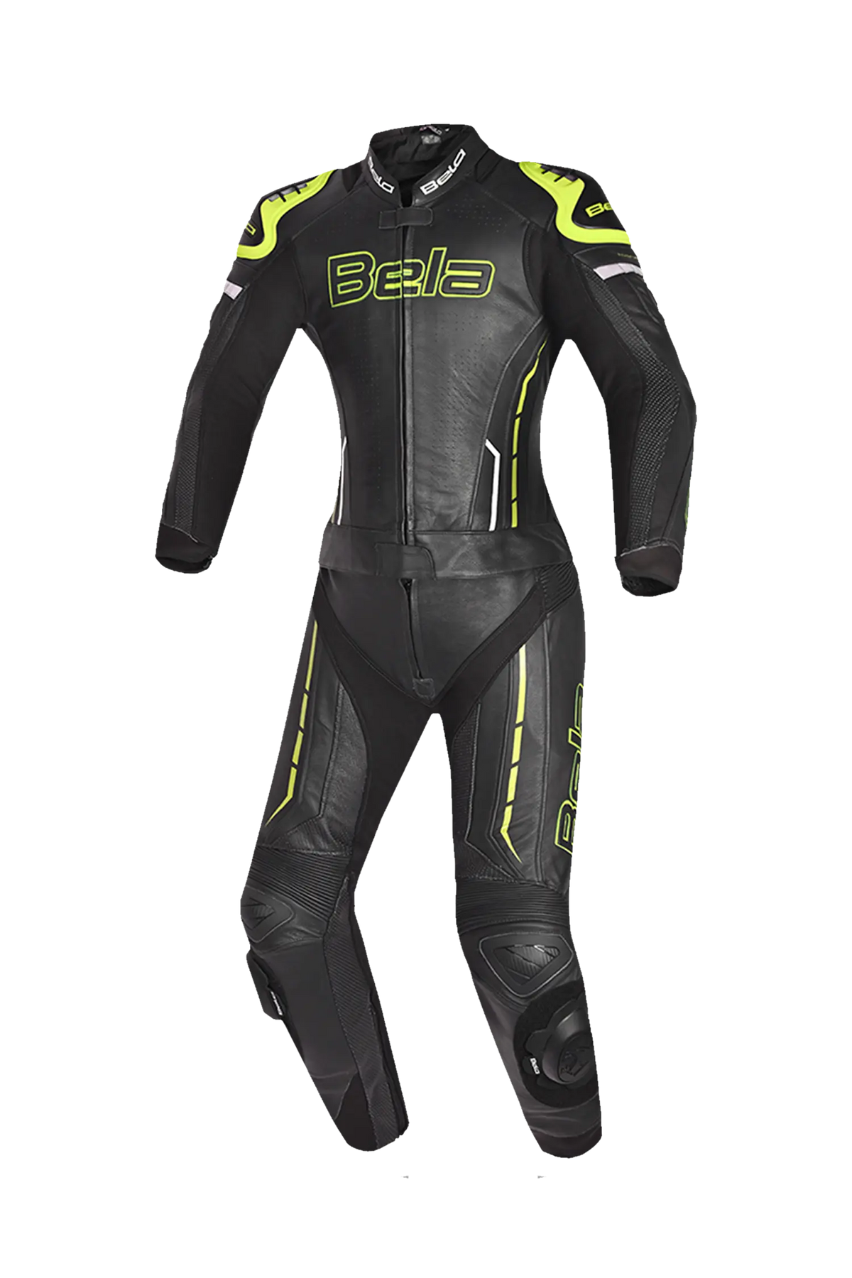 Bela Rocket nero Giallo 2PC Tute in Pelle Di Canguro Mix donna 