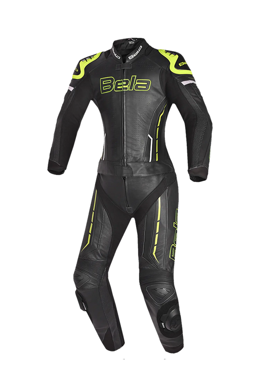 Bela Rocket nero Giallo 2PC Tute in Pelle Di Canguro Mix donna 