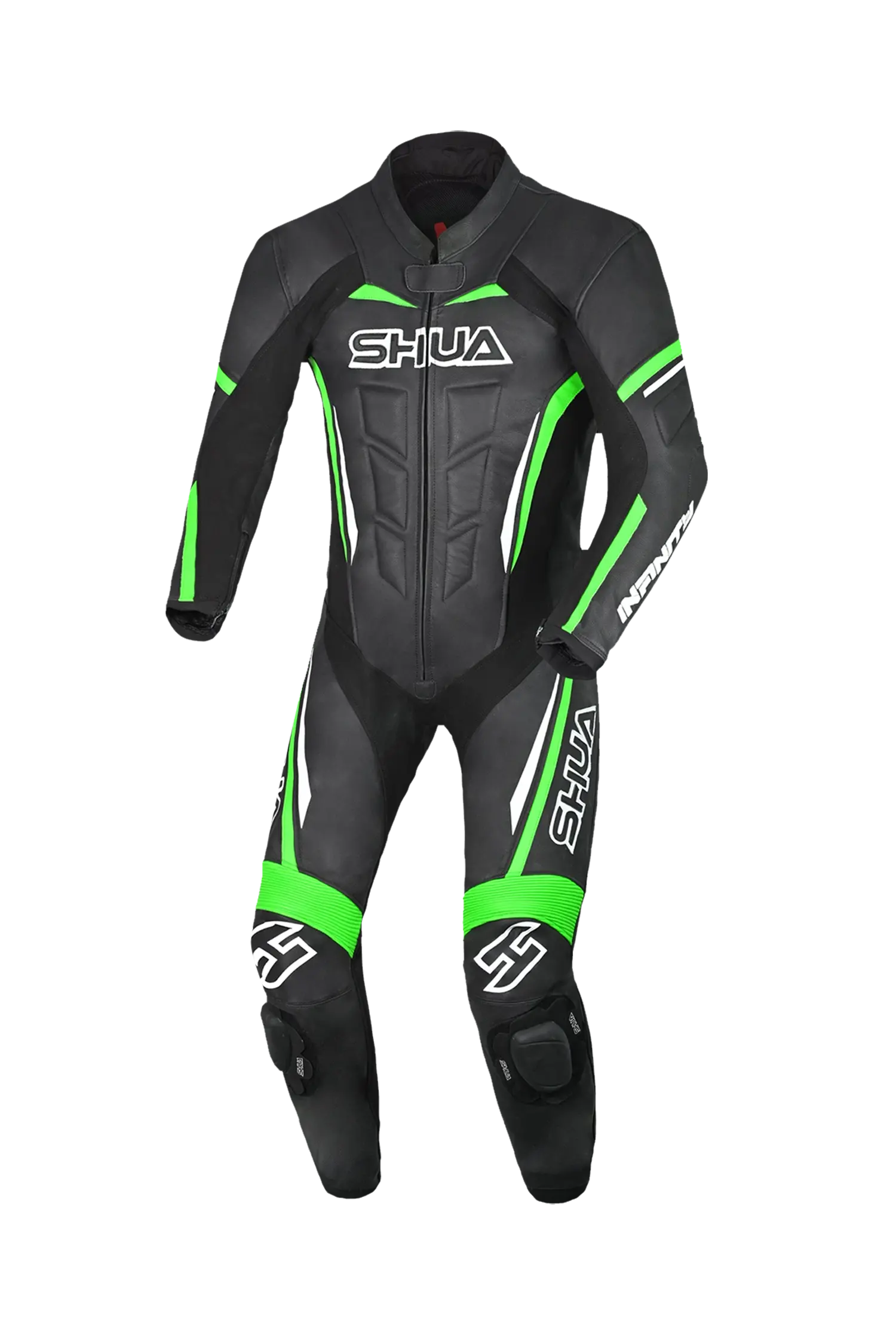 Shua Infinity Nero Verde 1PC Tute da Moto Pelle Uomo 