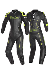Bela Rocket nero Giallo 2PC Tute in Pelle Di Canguro Mix donna 