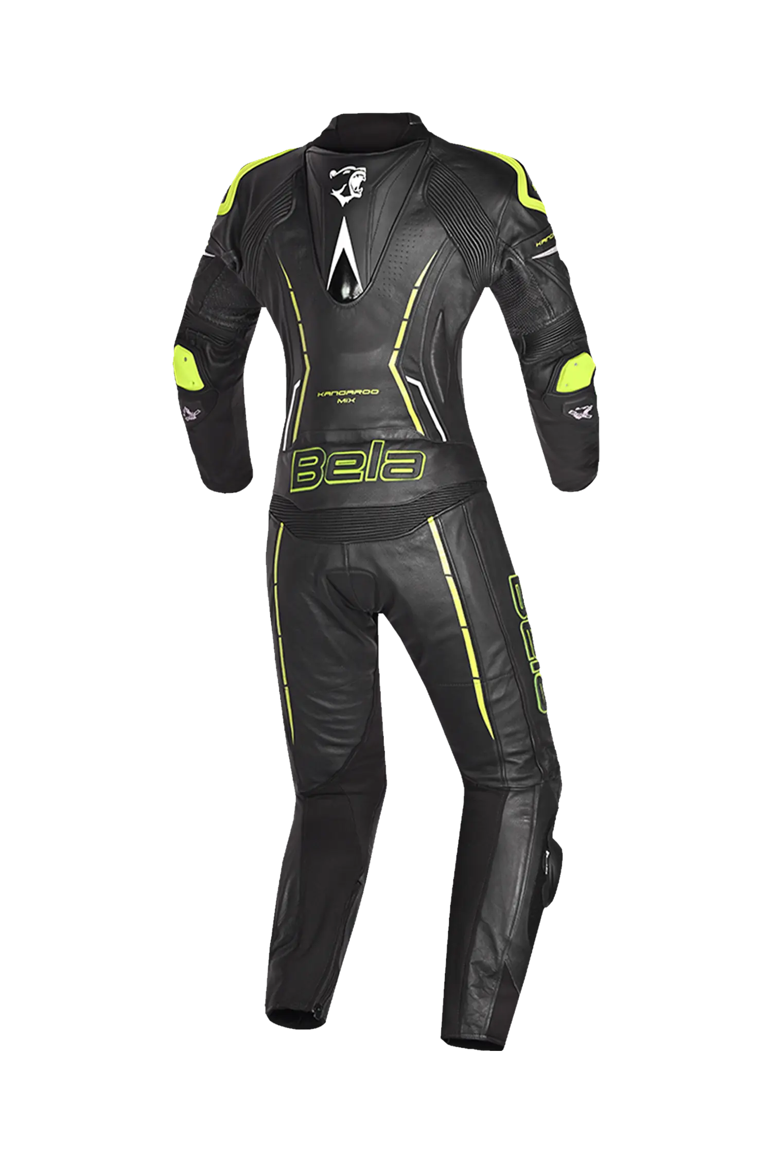 Bela Rocket nero Giallo 2PC Tute in Pelle Di Canguro Mix donna 