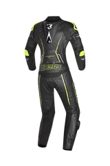 Bela Rocket nero Giallo 2PC Tute in Pelle Di Canguro Mix donna 