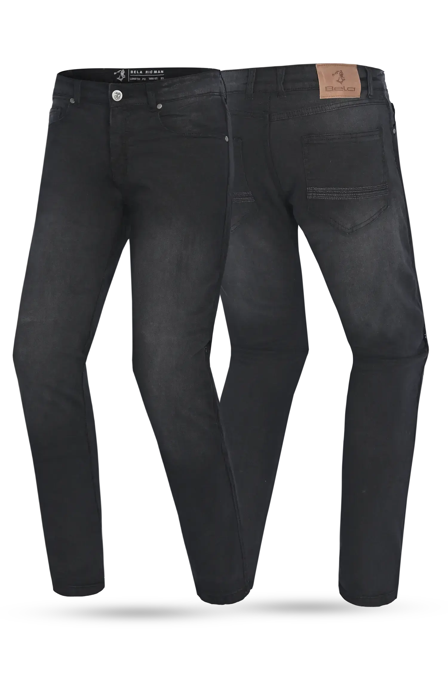 Bela Rio 32 Inseam Nero Denim jeans per moto 