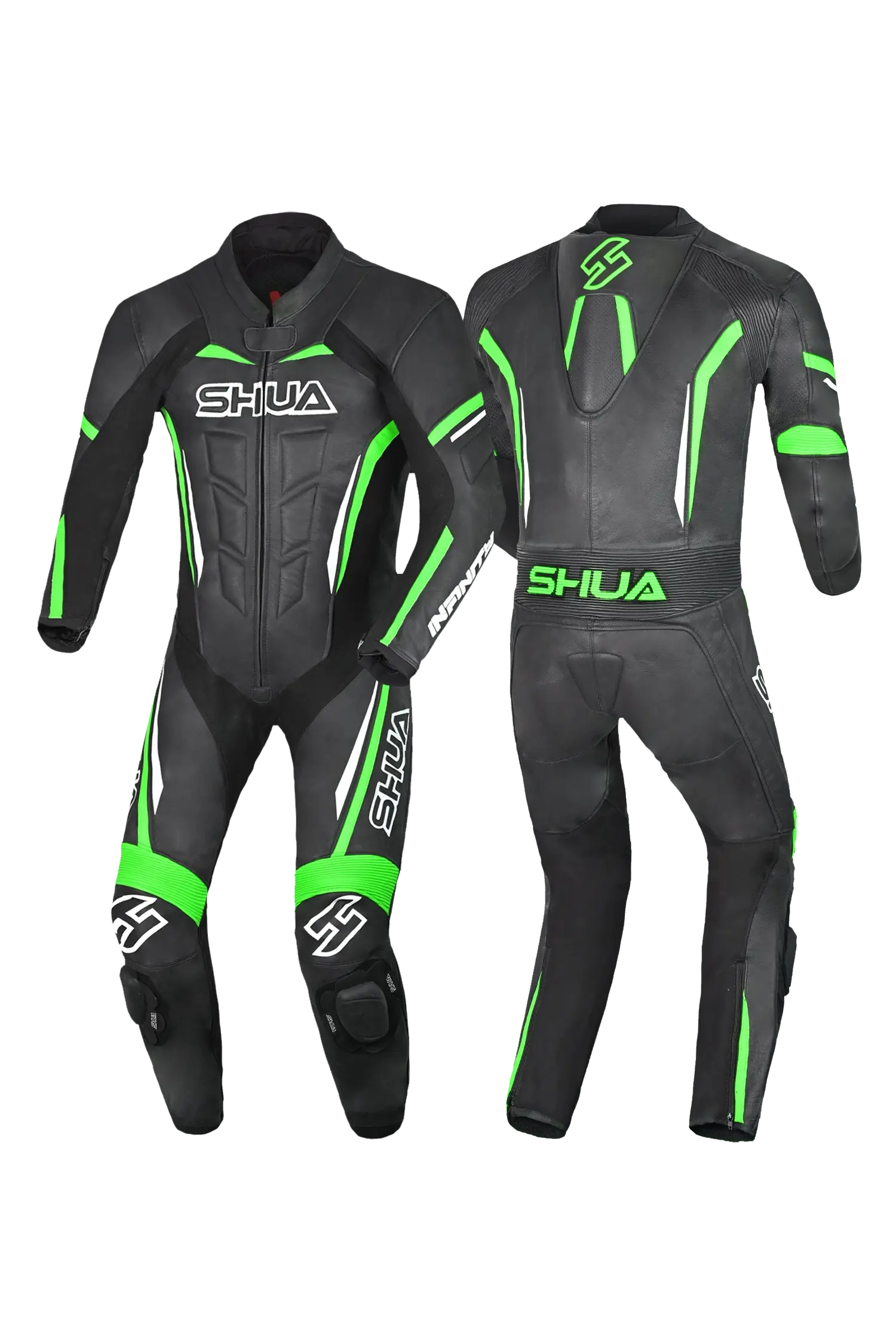 Shua Infinity Nero Verde 1PC Tute da Moto Pelle Uomo 