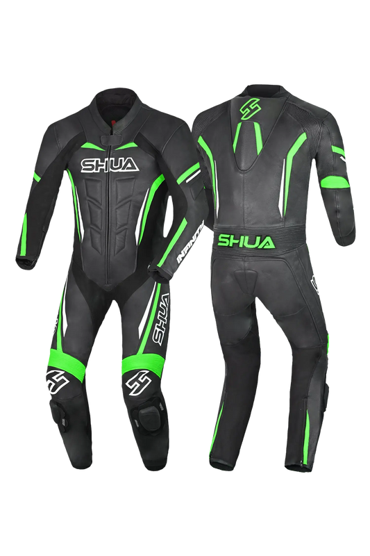 Shua Infinity Nero Verde 1PC Tute da Moto Pelle Uomo 