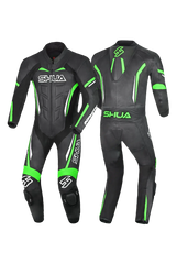 Shua Infinity Nero Verde 1PC Tute da Moto Pelle Uomo 