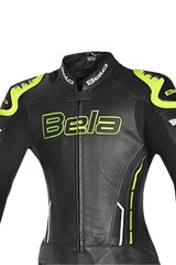 Bela Rocket nero Giallo 2PC Tute in Pelle Di Canguro Mix donna 