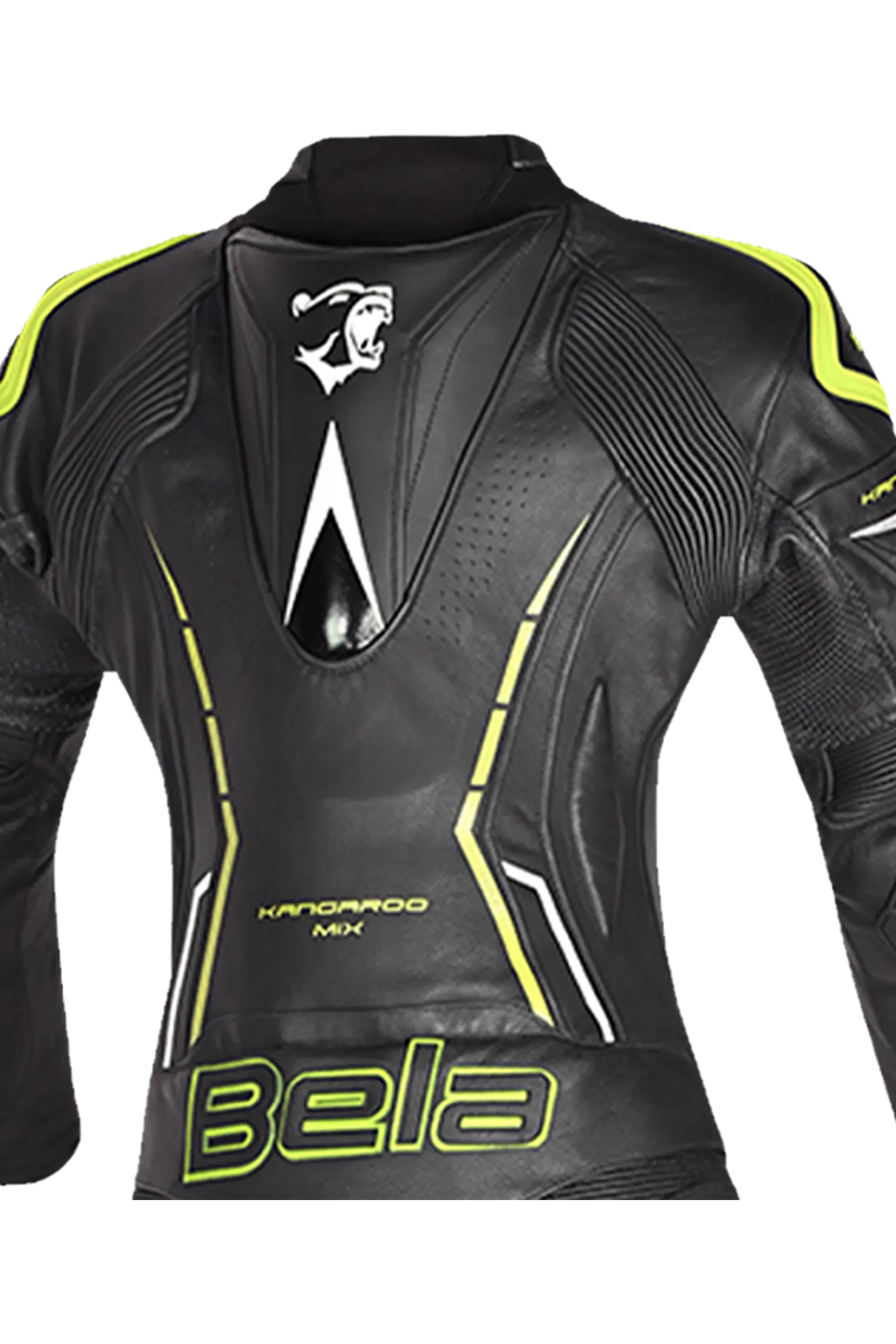 Bela Rocket nero Giallo 2PC Tute in Pelle Di Canguro Mix donna 