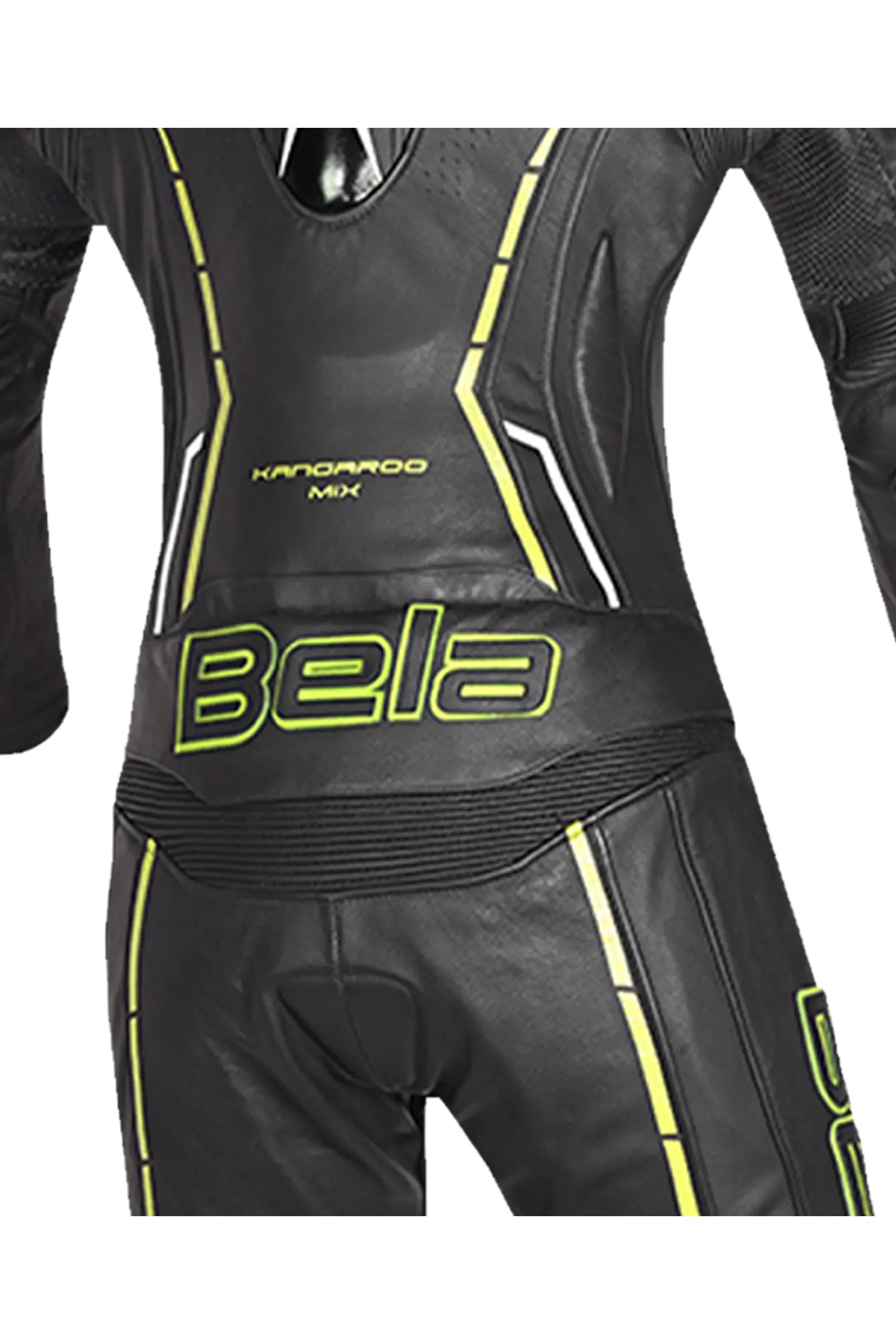 Bela Rocket nero Giallo 2PC Tute in Pelle Di Canguro Mix donna 