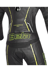 Bela Rocket nero Giallo 2PC Tute in Pelle Di Canguro Mix donna 