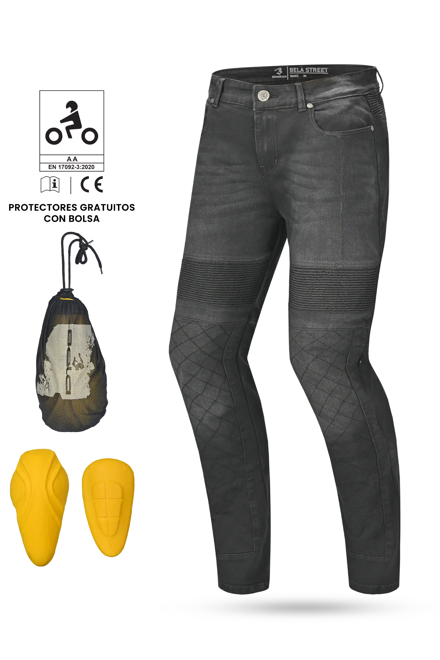 BELA - Pantalón Denim Jeans Street Lady CE Vaquero Negro 