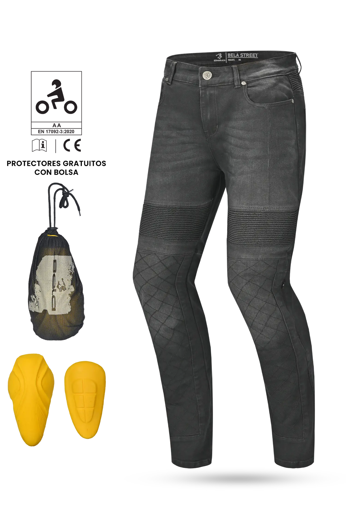 BELA - Pantalón Denim Jeans Street Lady CE Vaquero Negro 