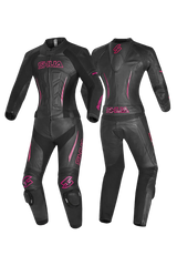 Shua Infinity Tuta Moto donna 2 pezzi Nero/fushia 