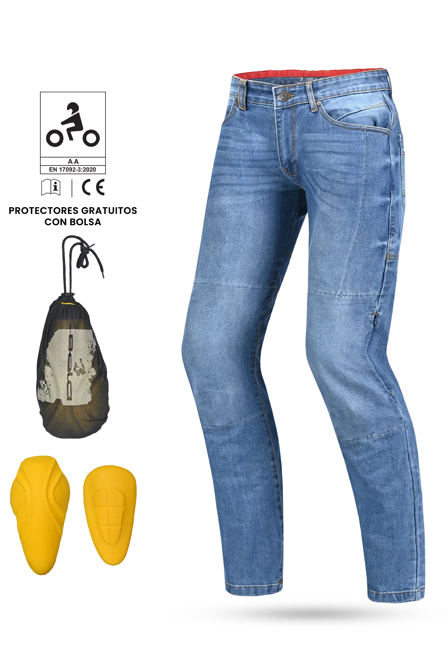 Bela Kevin (MXD-403) Jeans Moto per Uomo Blu 