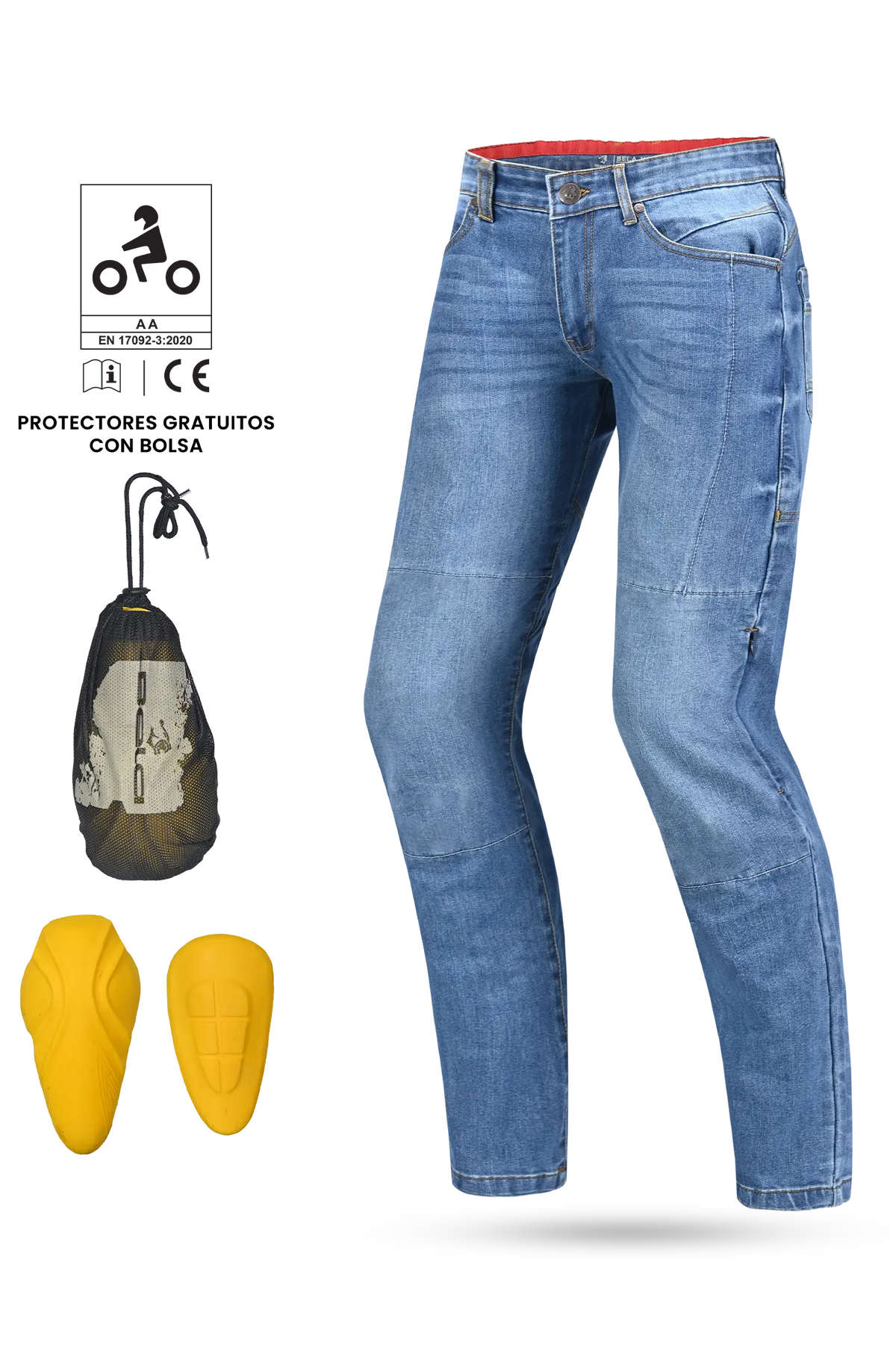 Bela Kevin (MXD-403) Jeans Moto per Uomo Blu 