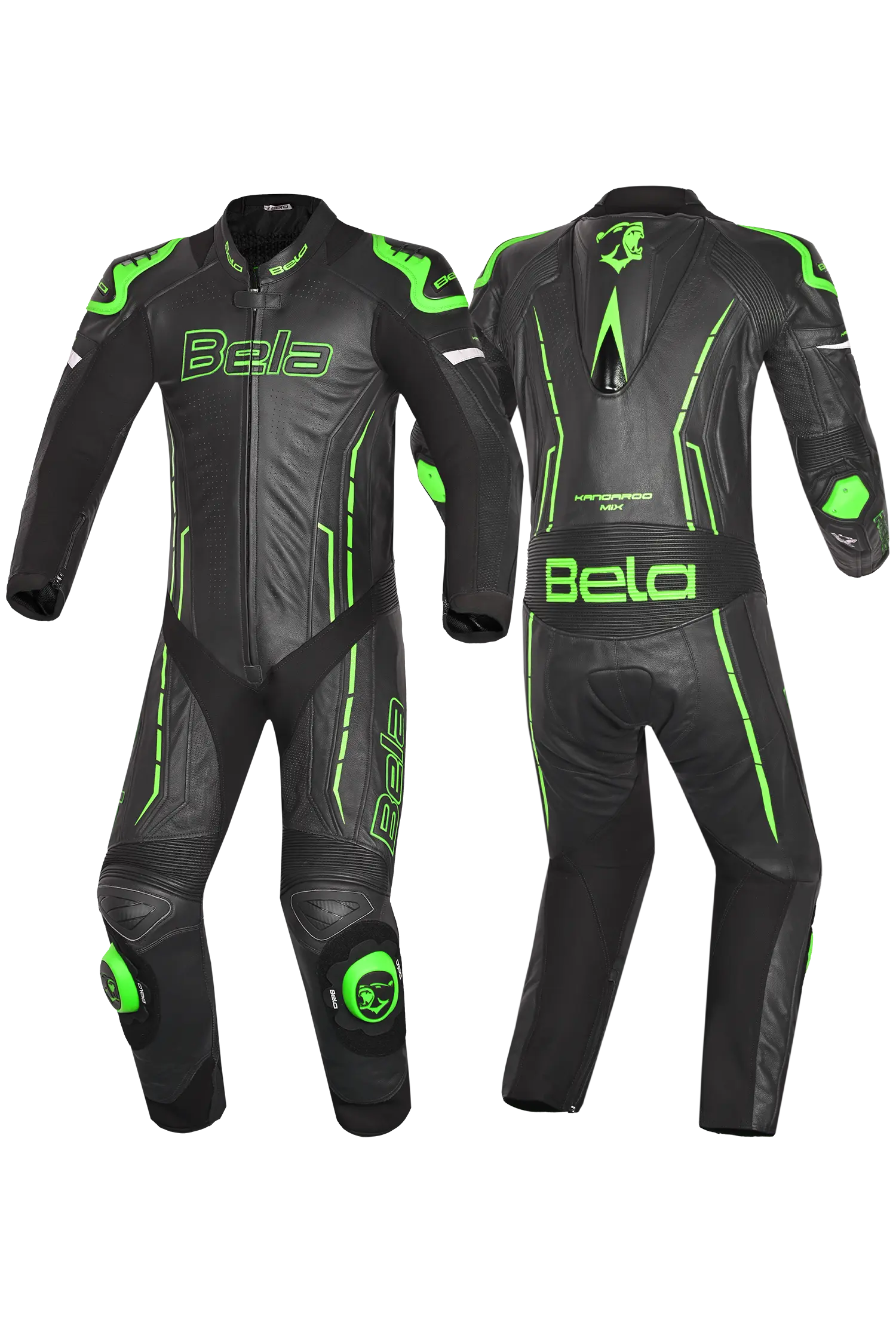 Bela Rocket Nero Verde 1PC Tute in Pelle Di Canguro Mix Uomo 