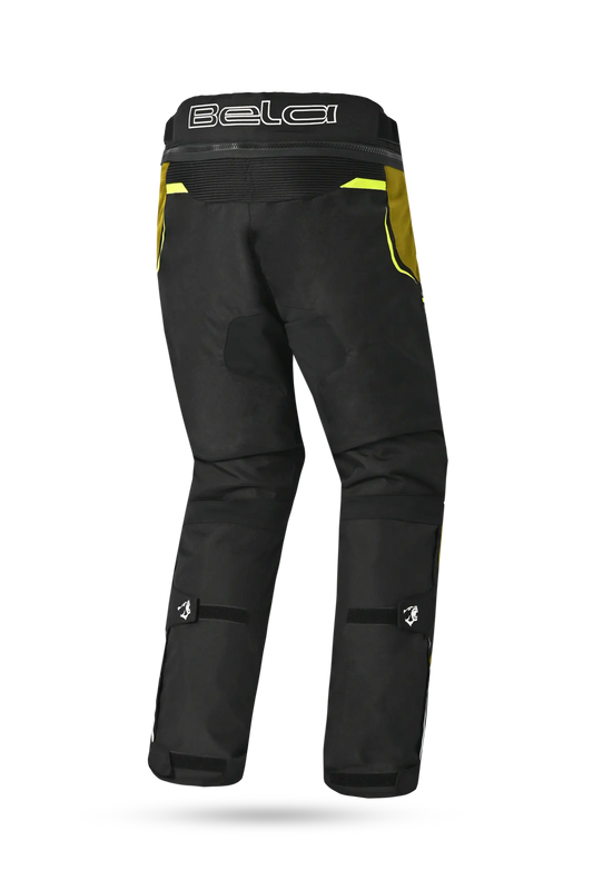 Bela Watson Pantaloni da moto touring Nero/Marrone/Giallo Fluor/Bianco 
