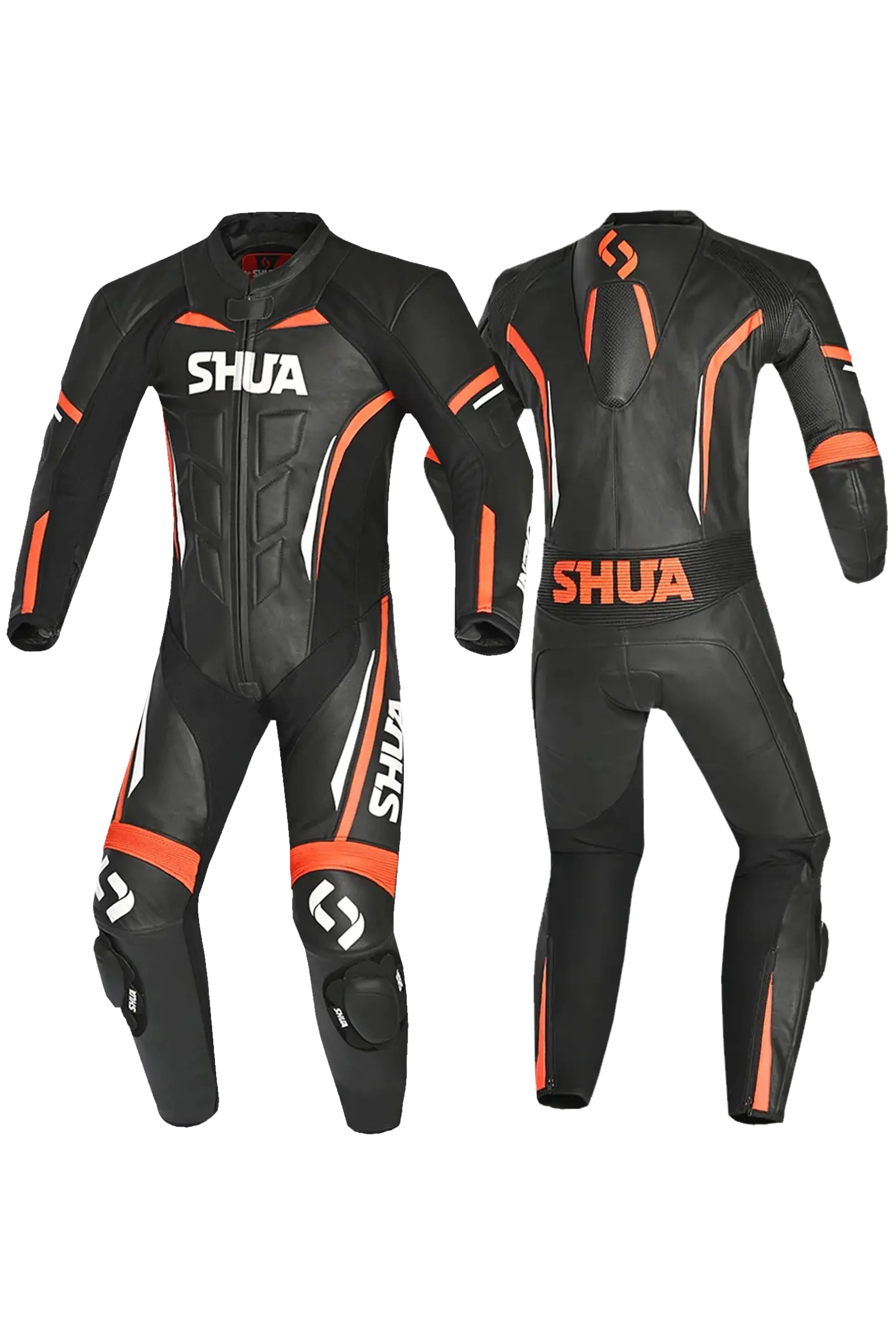 Shua Infinity Nero Arancia 1PC Tute da Moto Pelle Uomo 