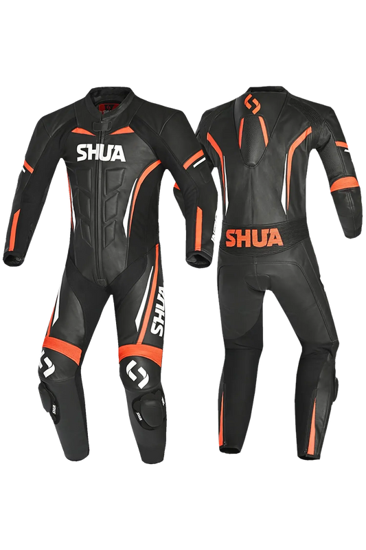 Shua Infinity Nero Arancia 1PC Tute da Moto Pelle Uomo 