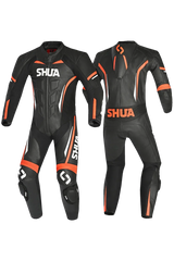 Shua Infinity Nero Arancia 1PC Tute da Moto Pelle Uomo 
