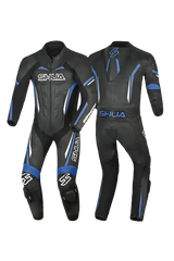 Shua Infinity Nero Blu 1PC Tute da Moto Pelle Uomo 