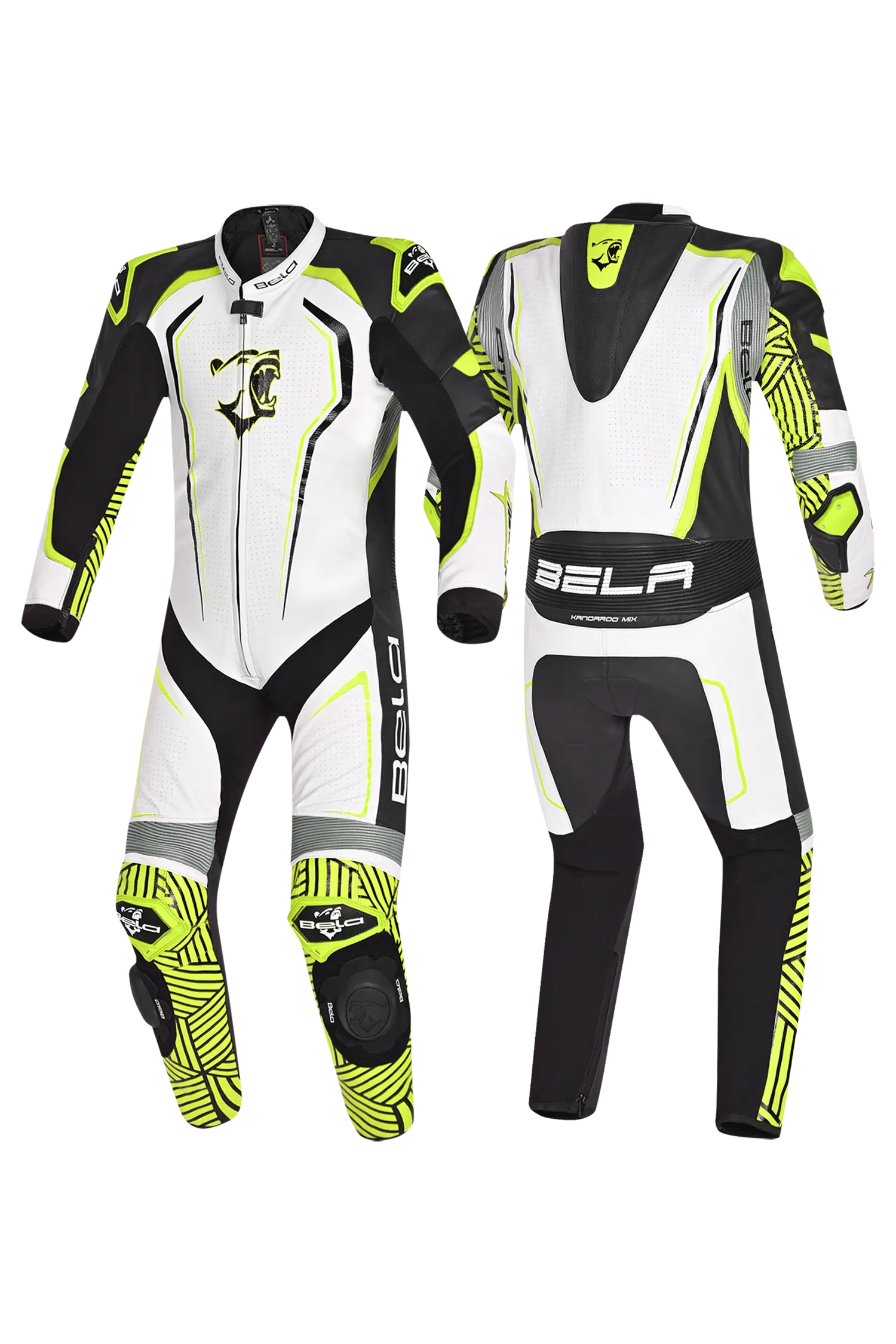 BELA NorthStar 1PC tute da corsa moto Nero Blanco Giallo 