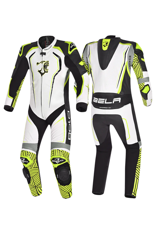 BELA NorthStar 1PC tute da corsa moto Nero Blanco Giallo 