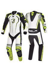 BELA NorthStar 1PC tute da corsa moto Nero Blanco Giallo 